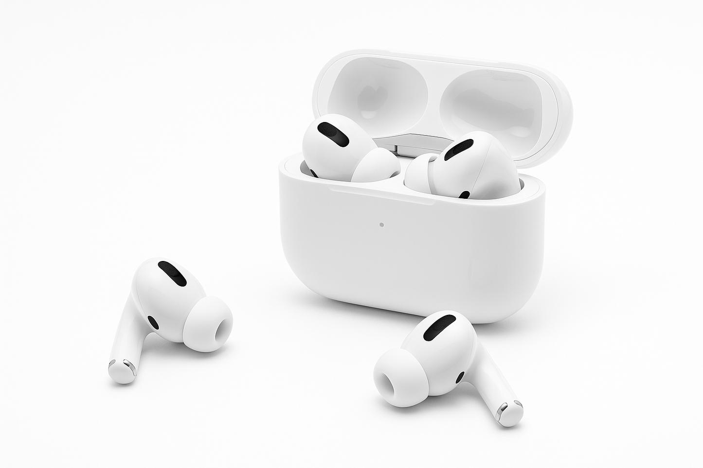 crée moi une image dairpods pro sans fond un fond blanc inisible faut quon voit seulement les airpods que sa fasse pas de delimitation